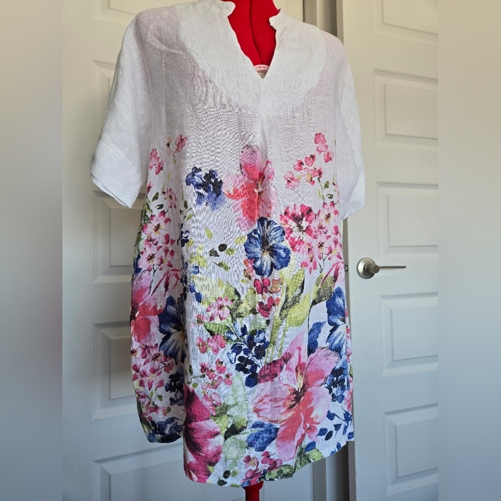 Valentina Naldi Cotton Linen  Flower Blouse Summer